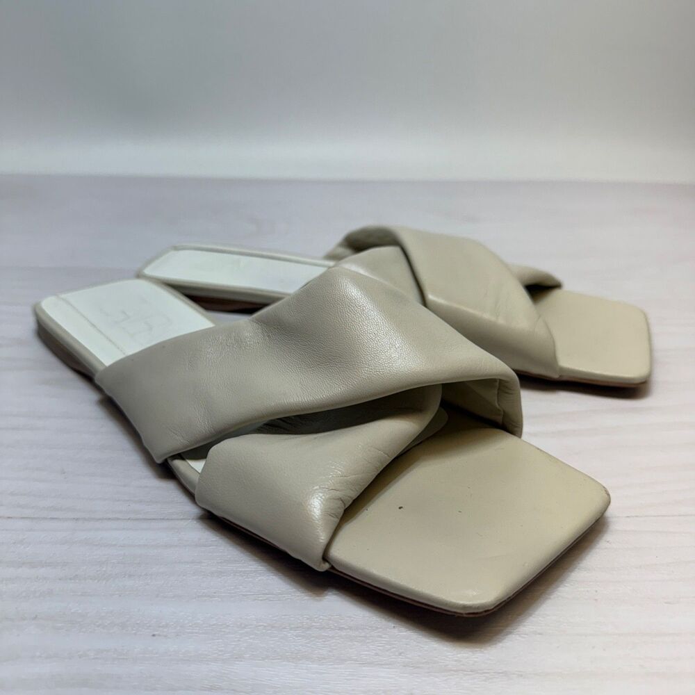 Zara Womens Size 39 8 Cream Color leather‎ Day Cross Flat Sandals